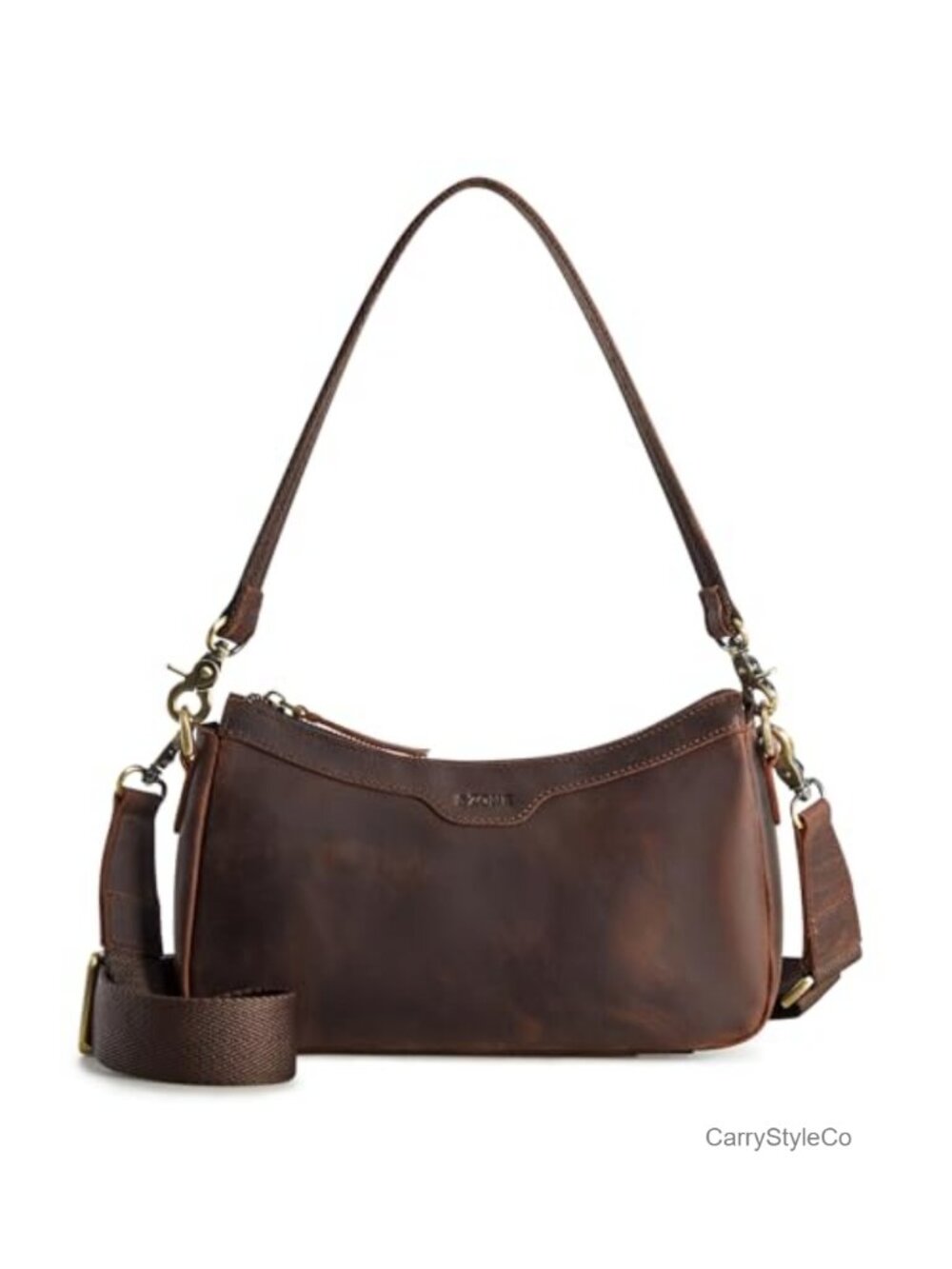 Top Grain Crazy Horse Leather Hobo Bag Womens Small Crossbody Purse